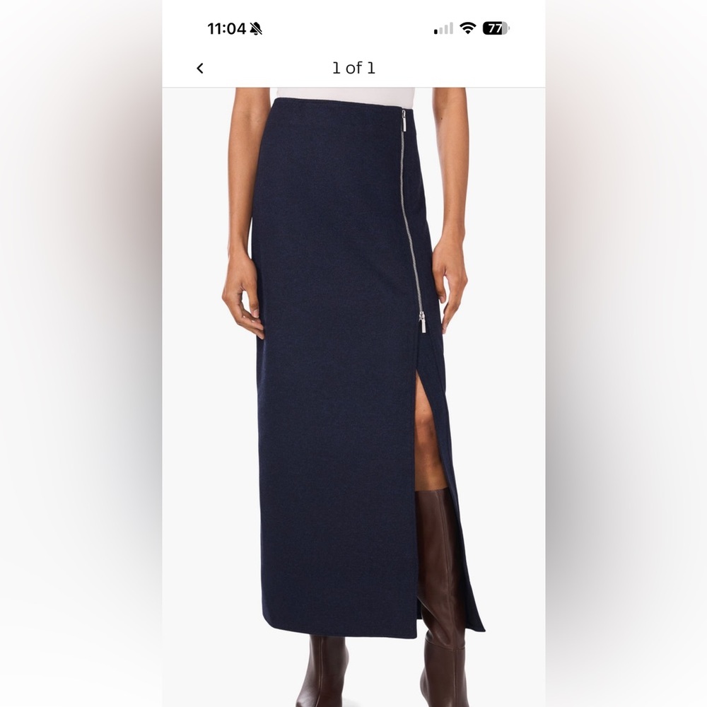 Parker Navy Maxi Skirt with Side Slit